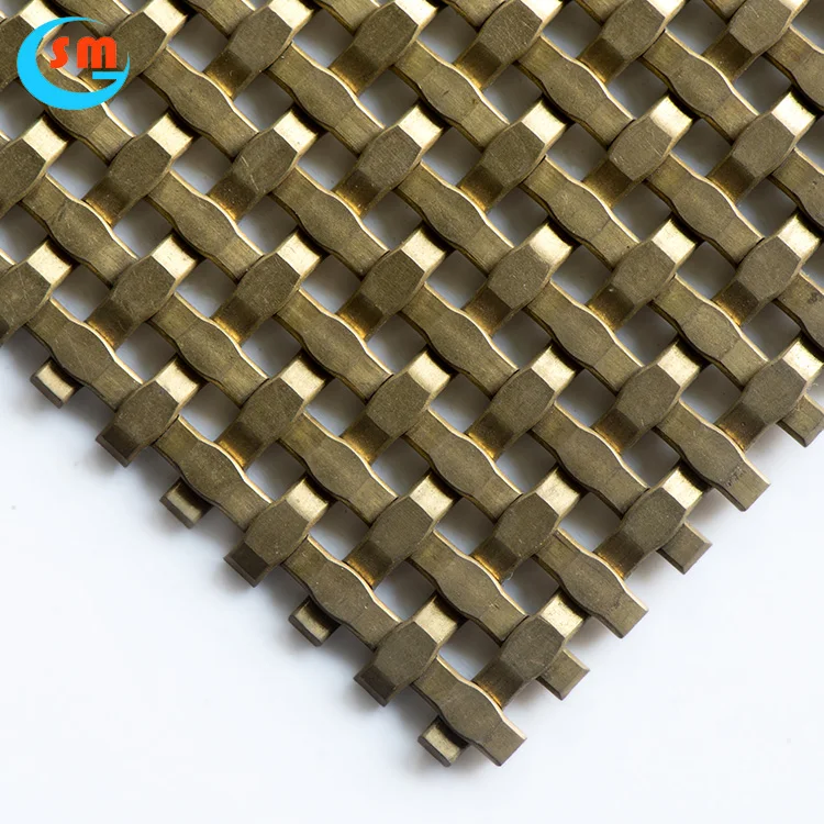 Brass Metal Carge Mall Outdoors Decorative Crimped Woven Wire Mesh