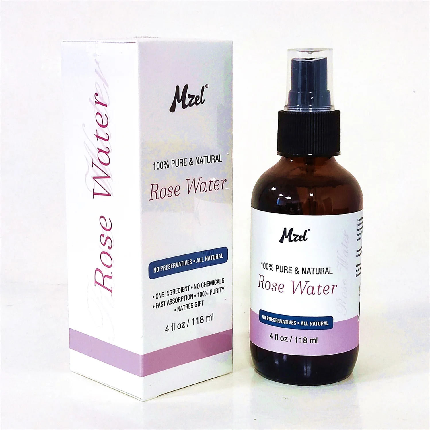 Mzel Organic Pure Rose Water Facial Toner - Sourced Skin Toner - Triple Purified Moroccan Rosewater