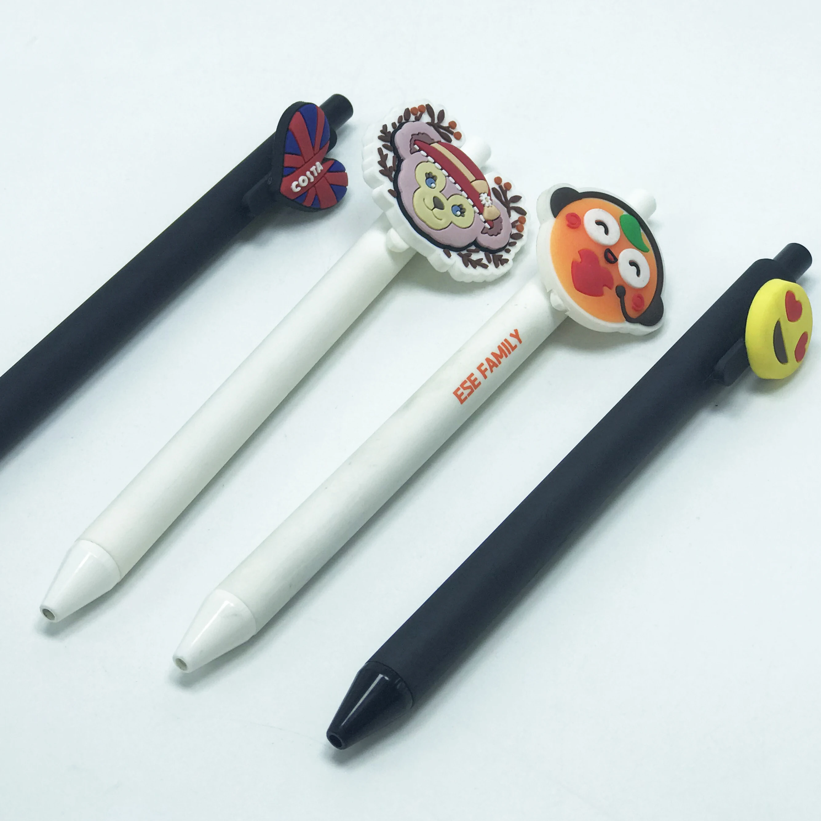 Soft PVC logo ball pen lovely girls PVC pen school students PVC decorative stationery pen