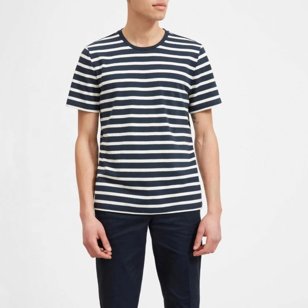 Мужские футболки Oem сервис, Мужская Летняя Повседневная футболка в полоску с коротким рукавом и v-образным вырезом