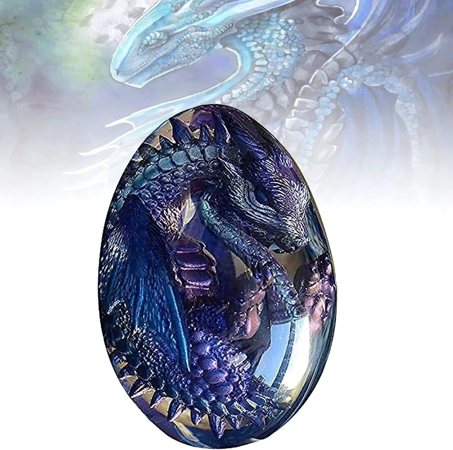 Lava Dragon Egg with Lighted Base Decor Dragon Egg Crystal Resin Transparent Handmade Sculpture Fire Pocket Dragon Souvenir