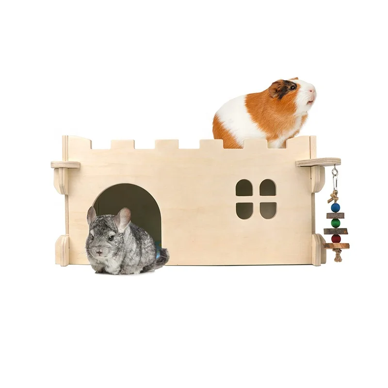 High Quality Wooden Cat House Folding Small Animal Chinchilla Guinea Pig Hedgehog Hideout Foldable Chinchilla Bunny House Castle