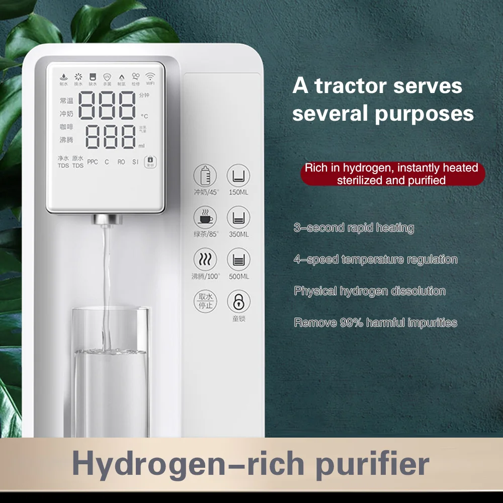 7L Desktop Hydrogen Water Generator RO Pure Water Machine 4-Stage Filtered Heated Water Dispenser 6000PPB