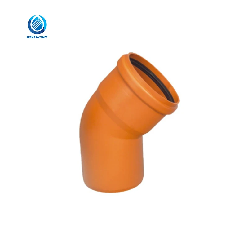 DIN PVC Drainage Pipe Fitting 45 Degree Elbow with Rubber for Drainage