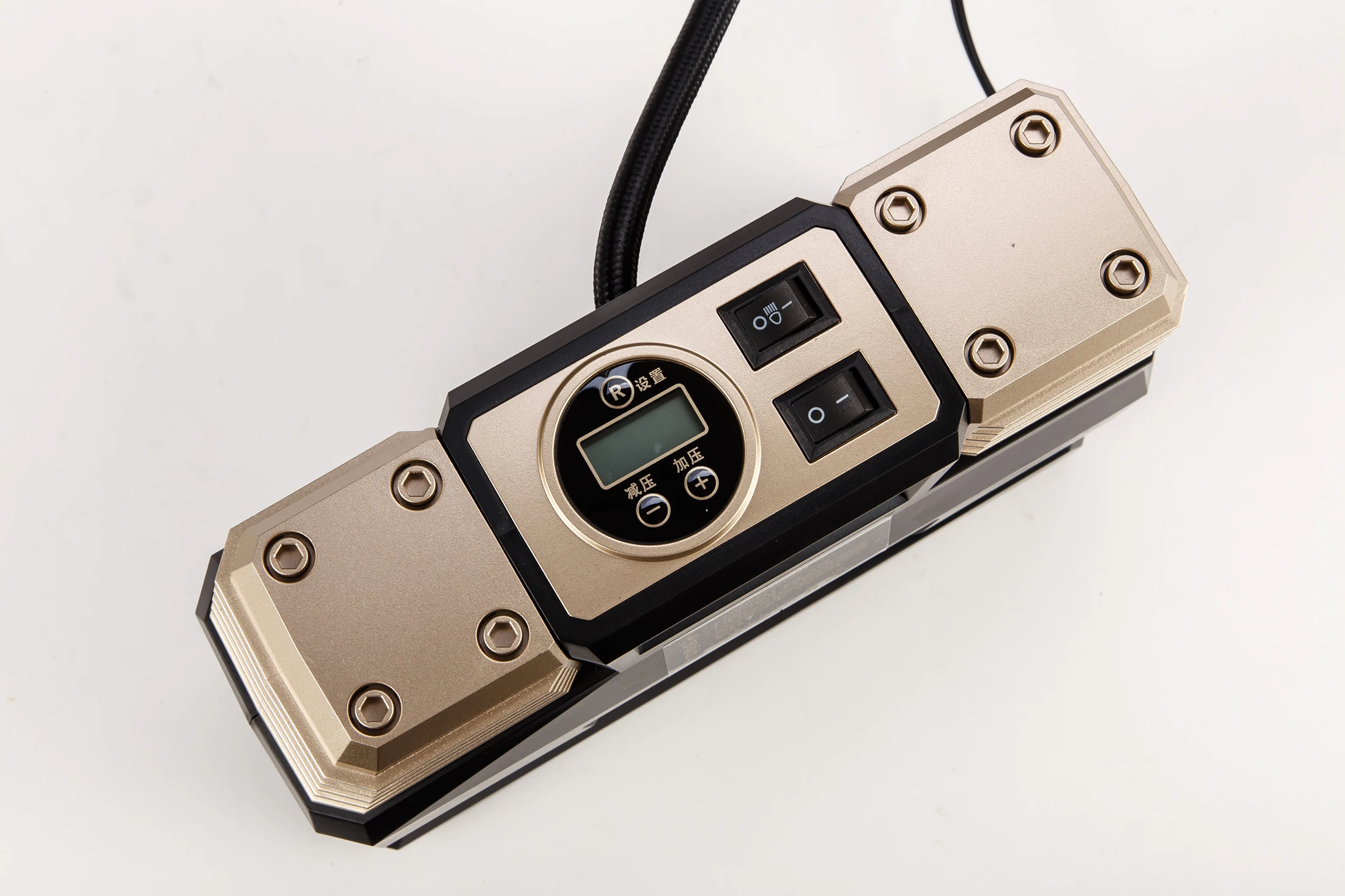 Small Double Cylinder Digital Gauge Air Compressor With LED Light DC 12V Car Pump Portable and Handle OEM