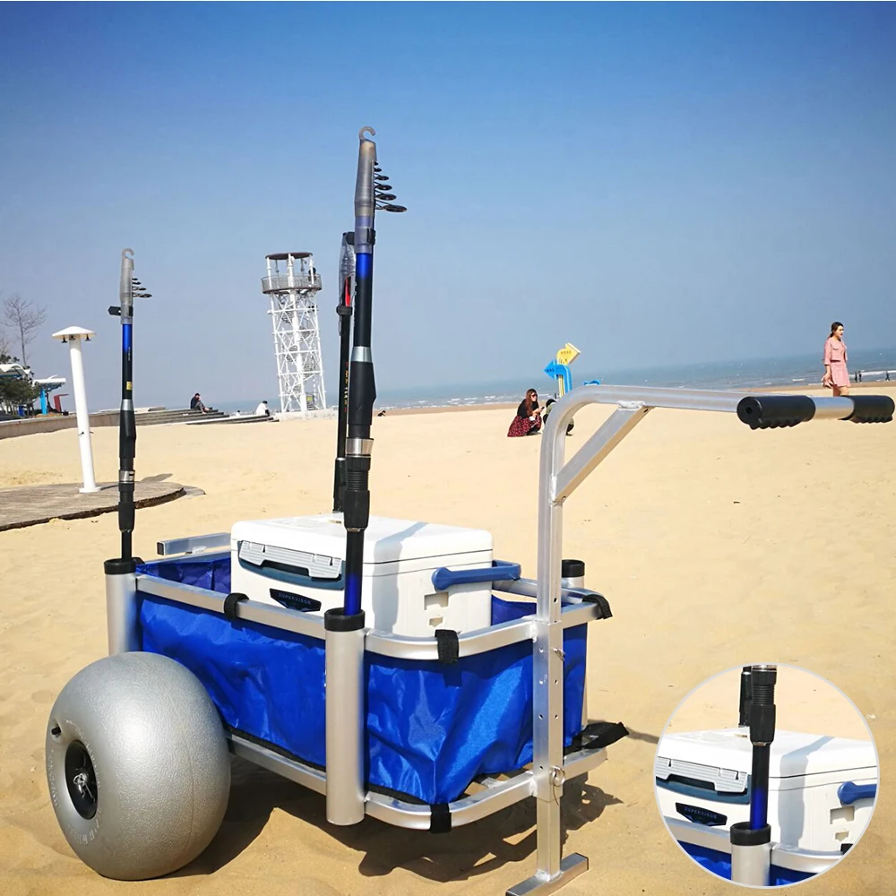 Wholesale Sale Four Wheel Beach Trolley Cart Tools Usage Light-Weight Aluminium Outdoor Fishing Cart