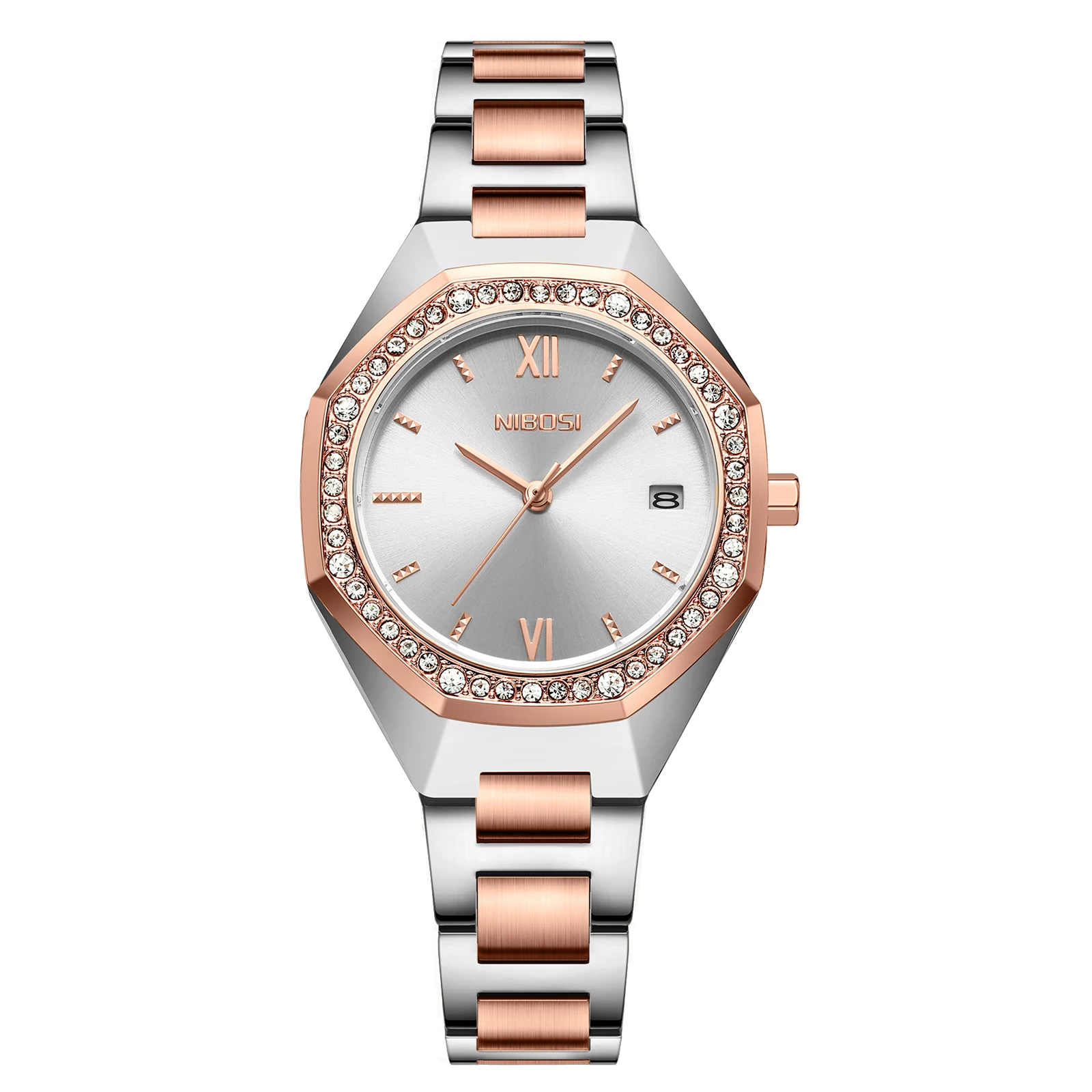 NIBOSI 2621 classic custom bling women wrist watch 3a high quality ladies full diamond watch