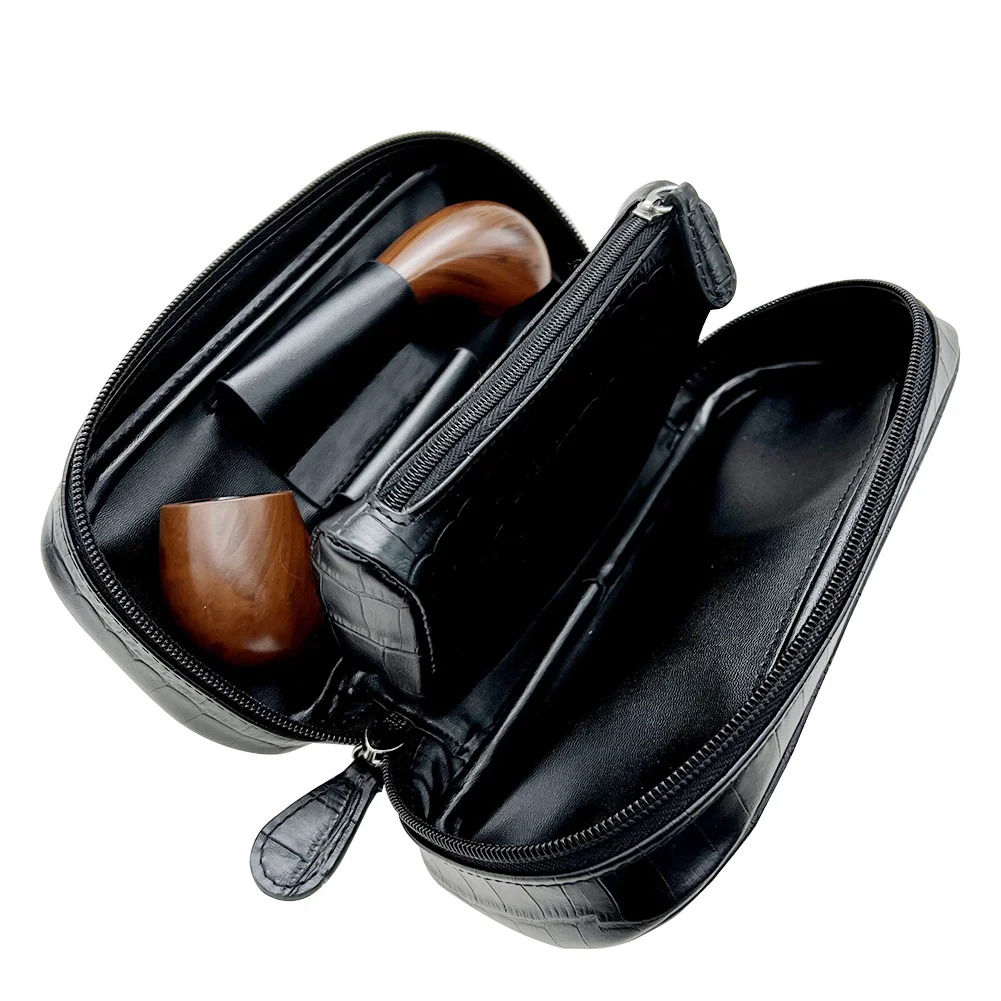 customized genuine leather clutch portable tobacco smoking pipe case/pouch