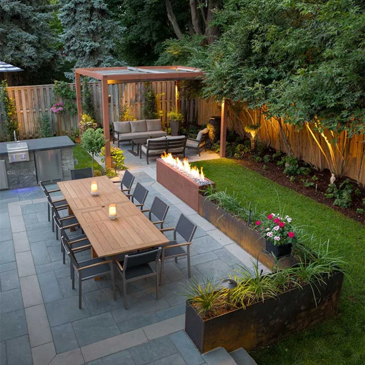 outdoor metal natural gas fire pit patio flame propane heater fire place rusty corten steel decorative firepit