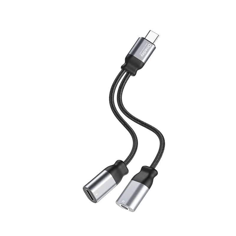 Custom Oneday ODA05 T-ypec to 3.5 AUX + T-ypec digital adapter cable  Headphone Aux Jack DAC nylon Braided Cable Cord