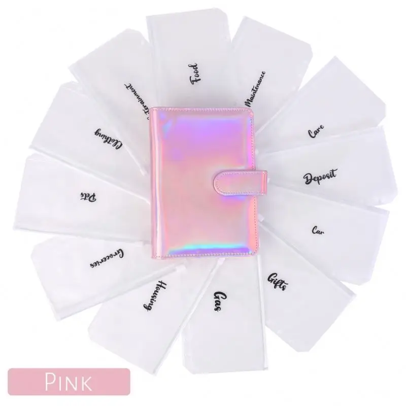 17 Existing Colors! 6 Rings Mini Pocket Money Saving Planner A6 Black Budget Binder with Cash Envelopes