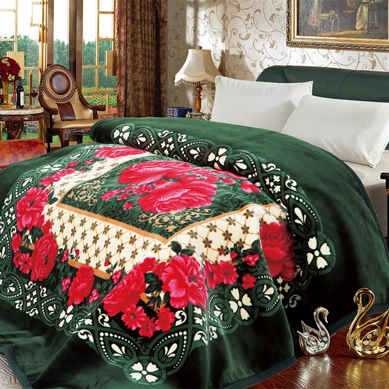 
Super Soft Saudi Arabia Style 7.5kg Double Ply Ong Size Embossed Raschel Blanket For Oman 