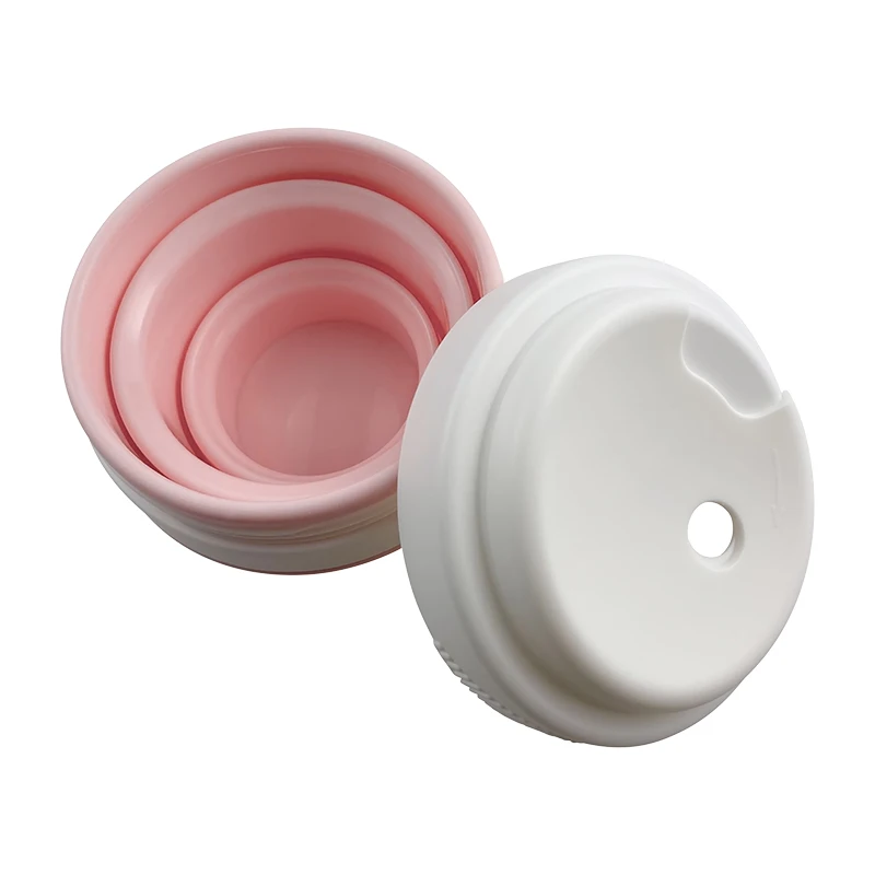Customize Portable Collapsible Folding Coffee Cup Mug To Go Travel Foldable Silicon Cup Flexible Silicone Ice Water Bottles