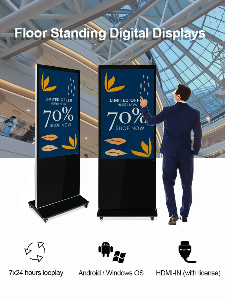 High Quality Floorstanding 55' Advertising Player Android Digital Signage LCD Touch Screen