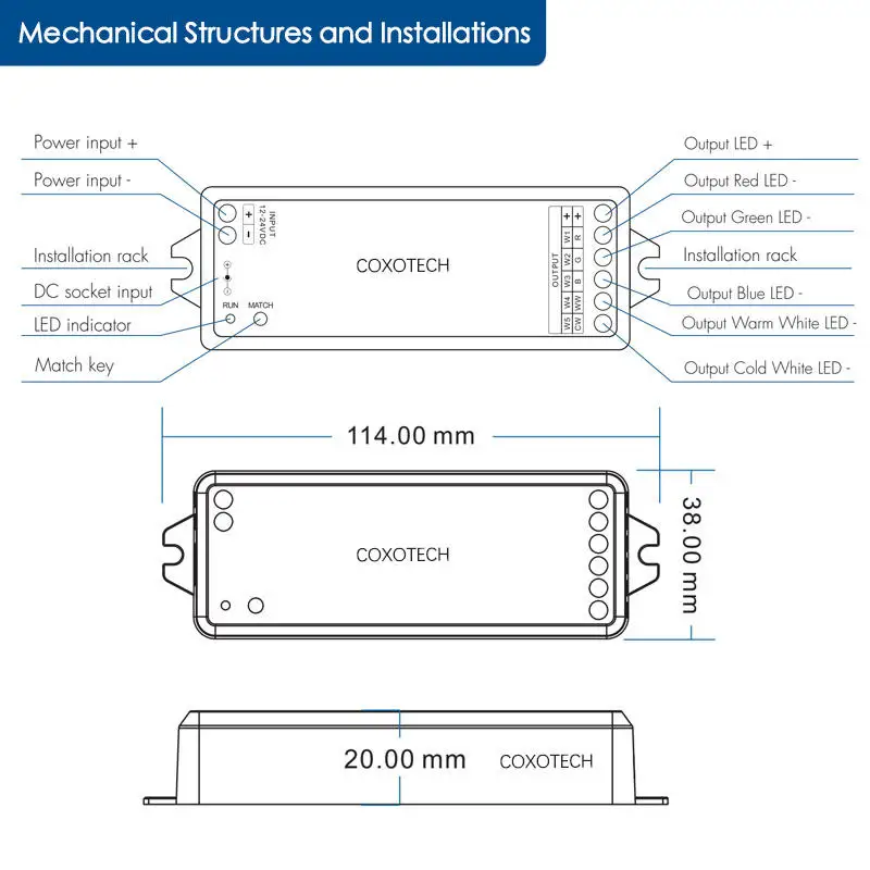 Coxo батарейный диммер wifi zigbee Беспроводная кнопка дистанционного управления светодиодный rgbcct контроллер 12 В 24 dc