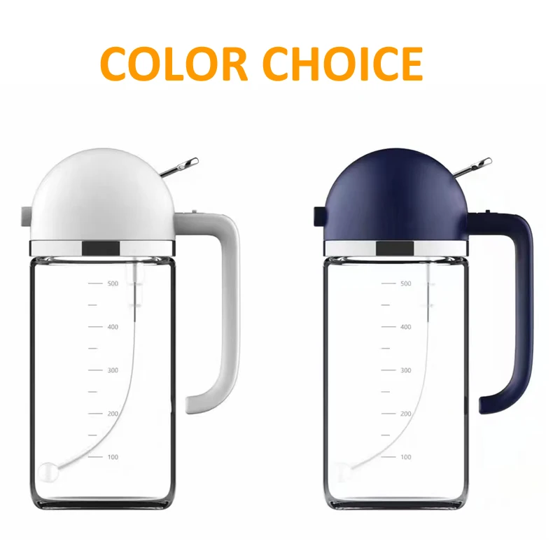 Multi-functional Vinegar Spray Liquid Sprayer 2 in 1 BBQ Oil Bottle Automatic Pour Dispenser High Borosilicate Glass Sauce Tank