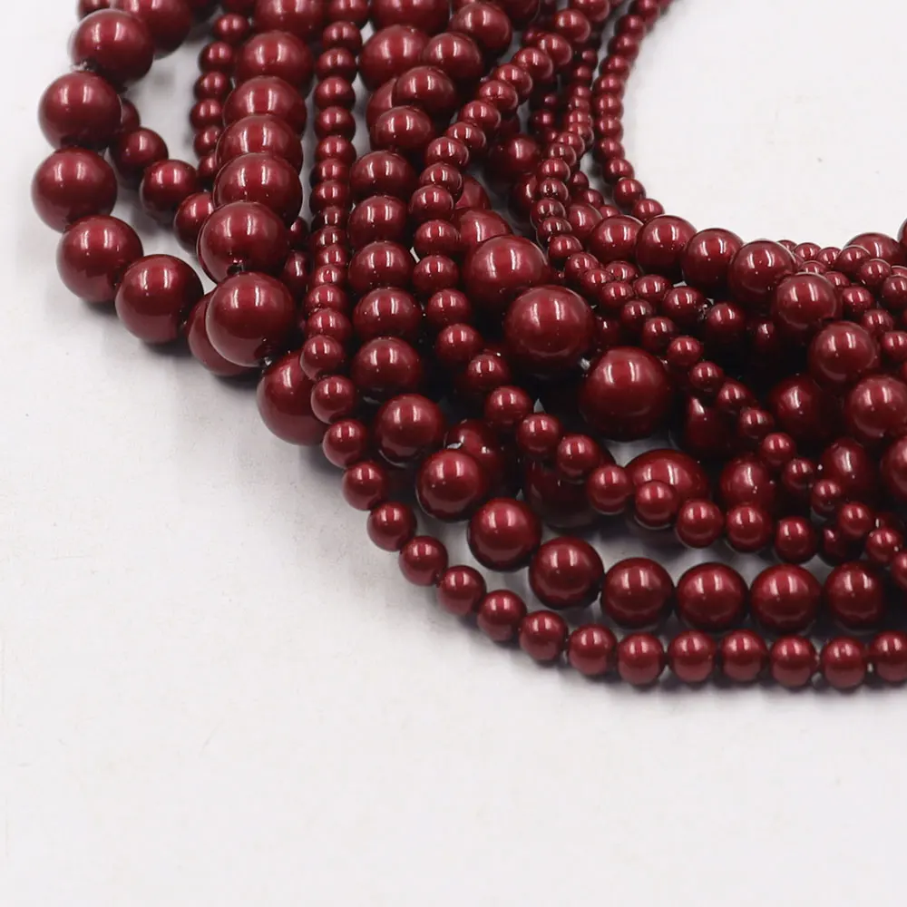 Wholesale Glass Pearl Swar Ovski Beads Crystal Bordeaux Red 538 Pearl Beads for Jewelry Making Diy Round Bead 3mm 4mm 6mm