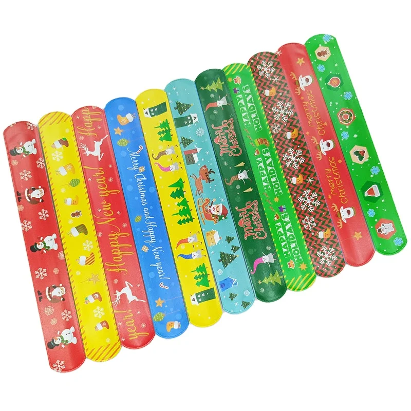 Santa Claus Snowman Xmas Slap Bracelet Pat-pat Circle Children Party Toy new
