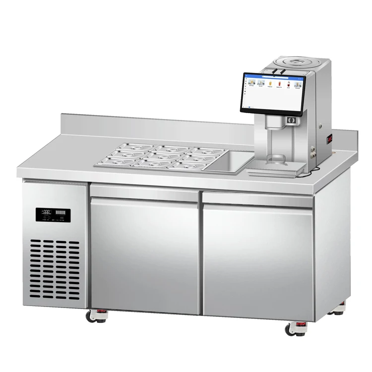 Commercial Milk Tea Shop Equipment Automatic Bubble Tea Machine With Refrigerating Counter