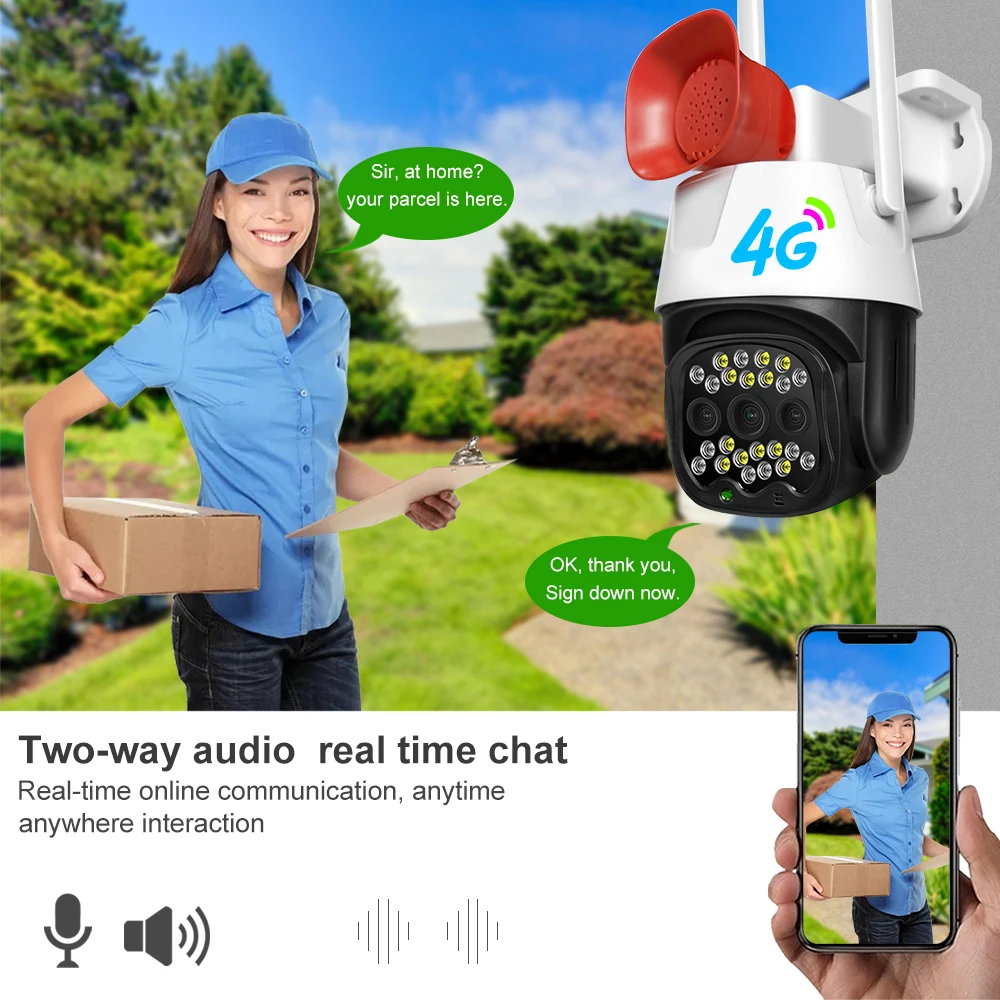 V380 Pro Siren Surveillance Camera 4g Security Camera Cctv Sim Card Wireless Security 4g Ptz Camera
