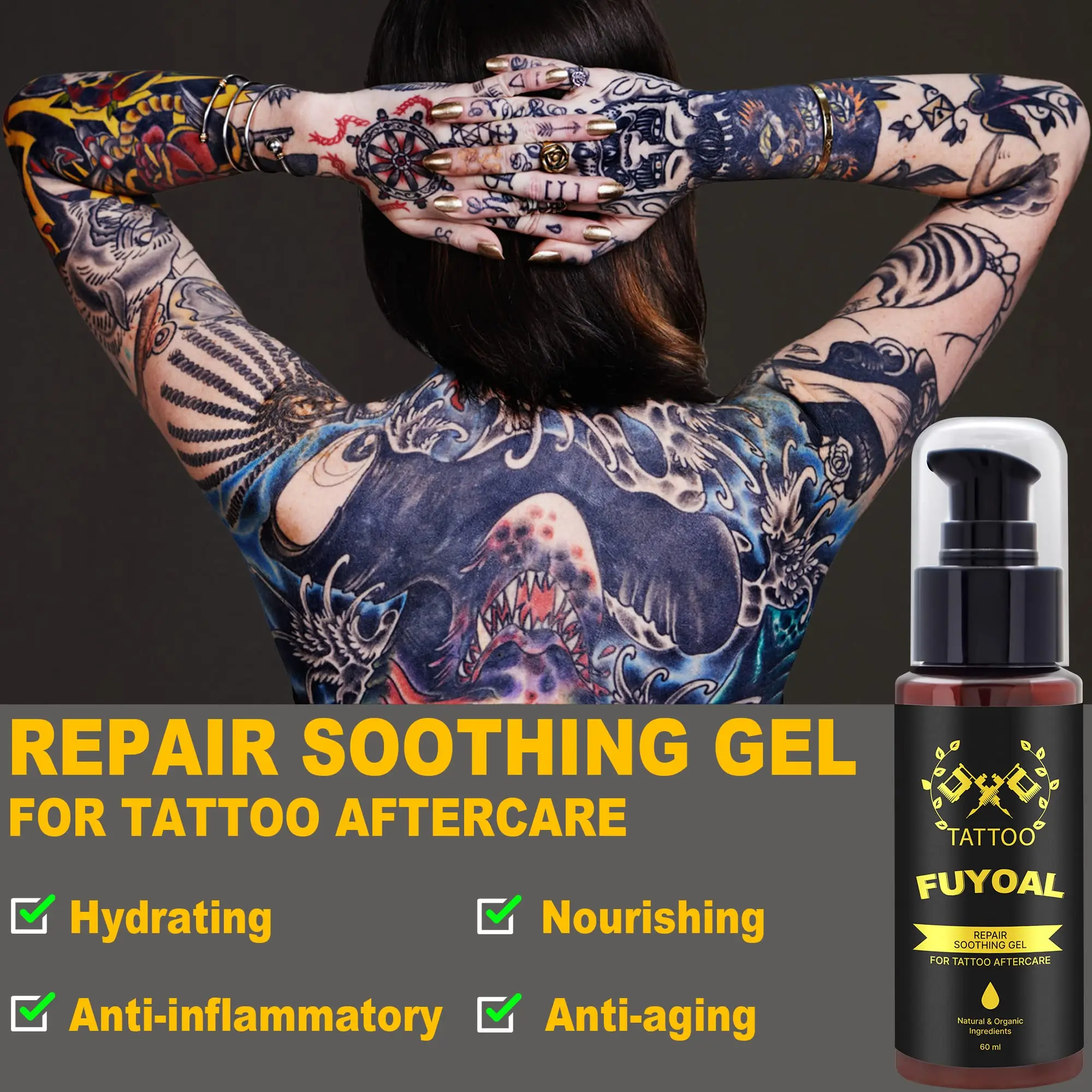 Custom Private Label Tattoo Aftercare Kit for Body Art Includes Brightener Soap Gel and Lotion Balm Cream