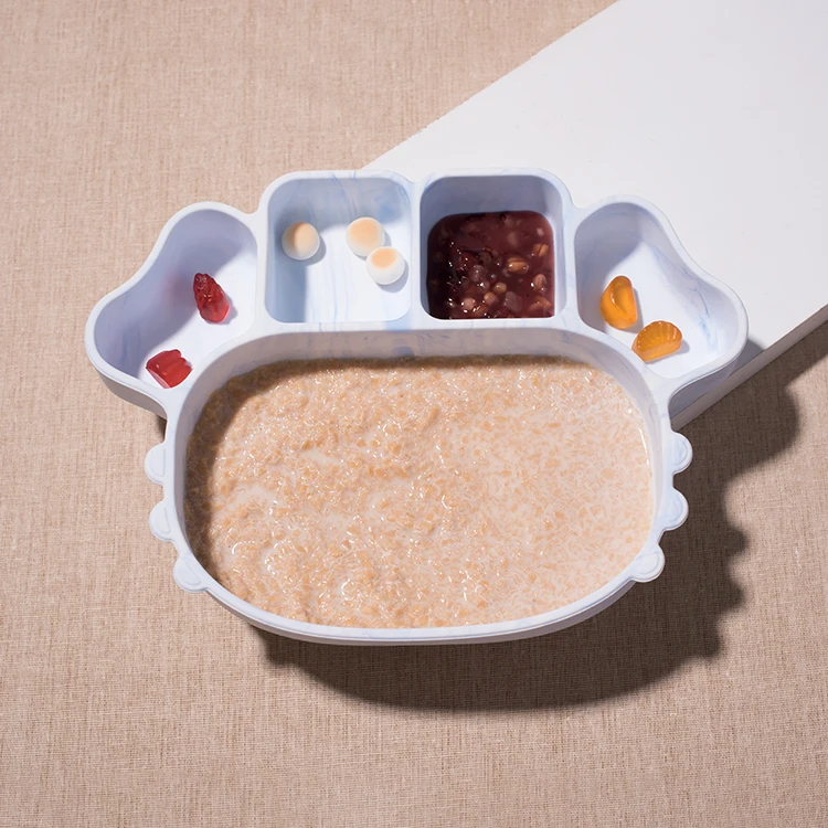 Laser logo toddler kids children baby food plate silicone divided plate silicone plate placemat