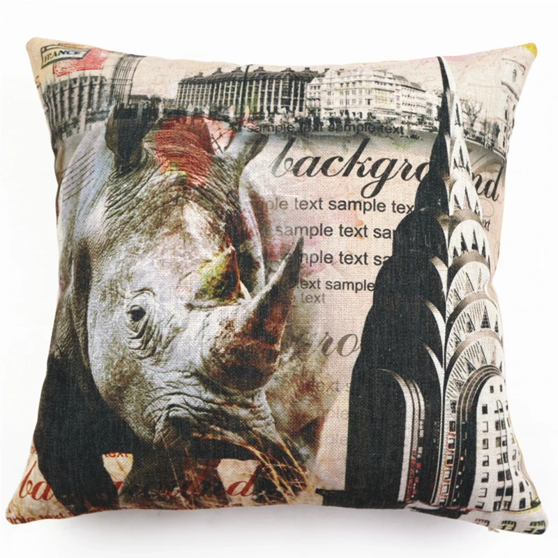 Modern square american style animal printing hotel cushion cover woven cushion case