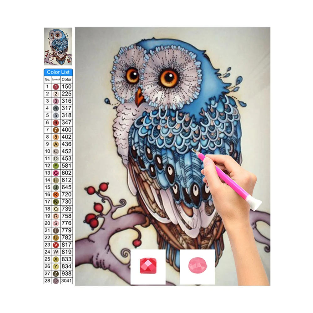 Высокое качество, на заказ, Diy 5d холст, искусство, сова, животные, мозаика, алмазная живопись с AB Drill
