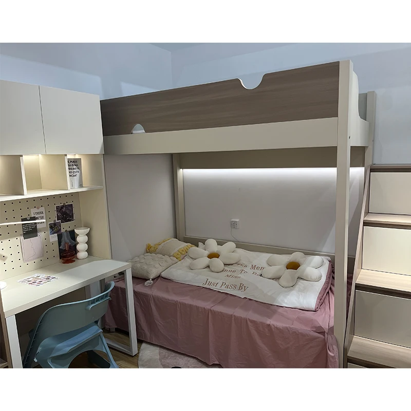 madera Modern Princess Cheap MDF Pink Colour kids soild wood bed children bedroom Bunk Bed sets