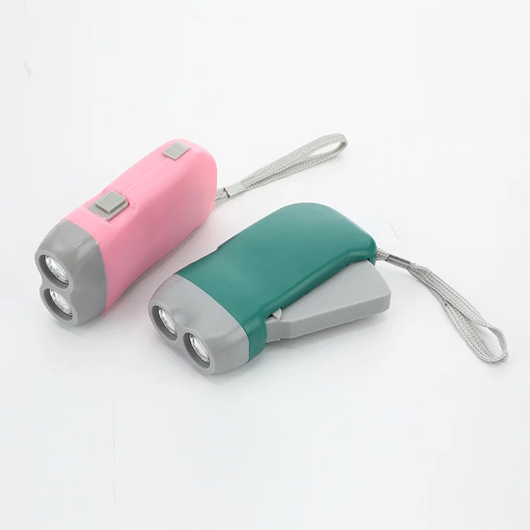 Wholesale Cheap Custom Logo Crank Hand Pressing Flashlight Power 3 LED Flash Light Torch Camping Promotional Products