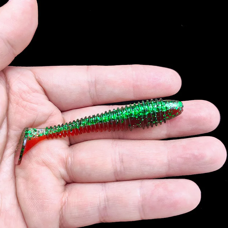 Oem 5.5cm 6.5cm 7.5cm Double Color T-tail Soft Bait Fishing Lure Artificial Plastic Soft Worm