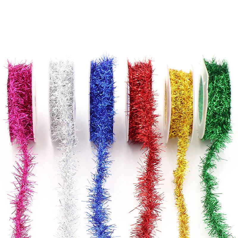 ZENGLONG textile suppliers 2cm 9g christmas decoration rope DIY metal wire ribbon tinsel yarn for wholesale