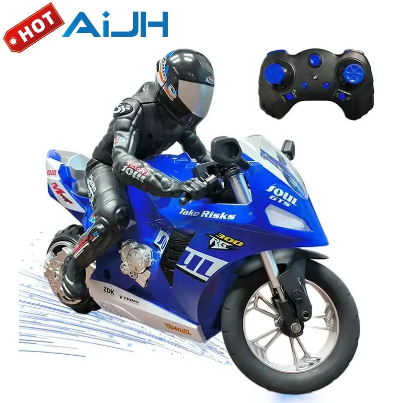 AiJH 1/6 Rc Motorcycle Stunt Toys Remote Control Motorcycle With 6-axis Gyroscope Self-Balancing Standing RC Motorcycle Toy