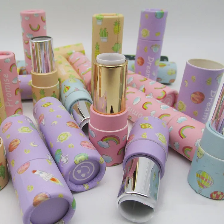 Customized new design lipstick storage kraft paper lip balm tube packaging