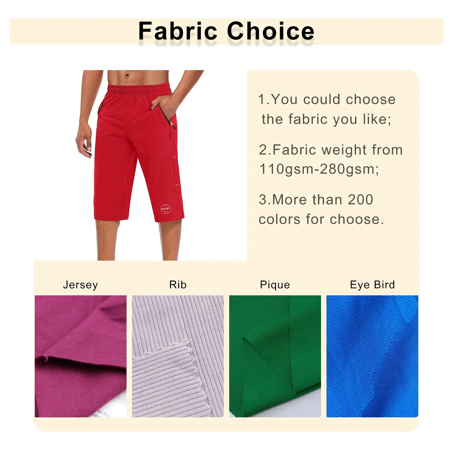 High Quality Casual Loose Fit Lightweight Elastic Waist Straight-Leg Zipper Pockets Capri Pants Men Leisure Wear