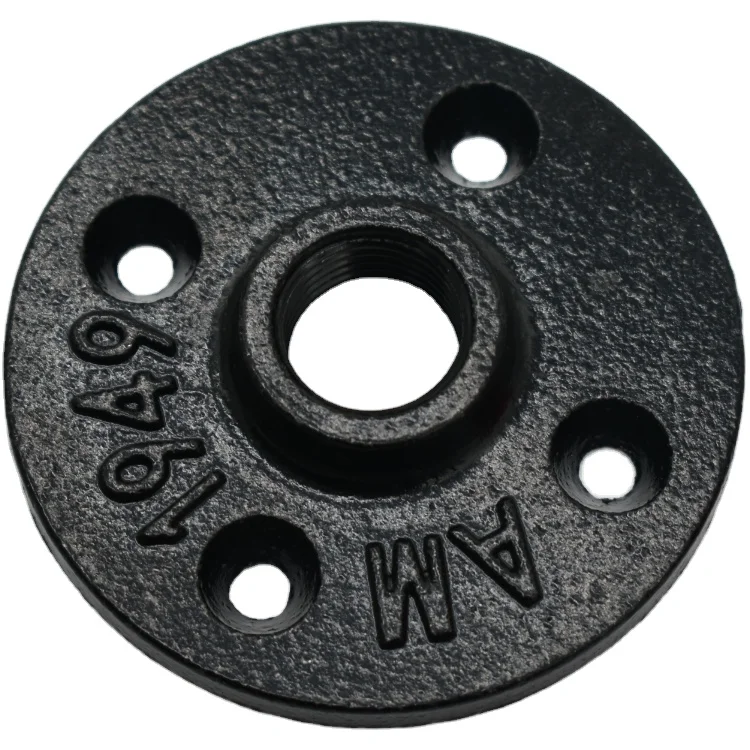 3/4inch malleable cast iron pipe fittings natural black floor flange for metal pipe wine rack