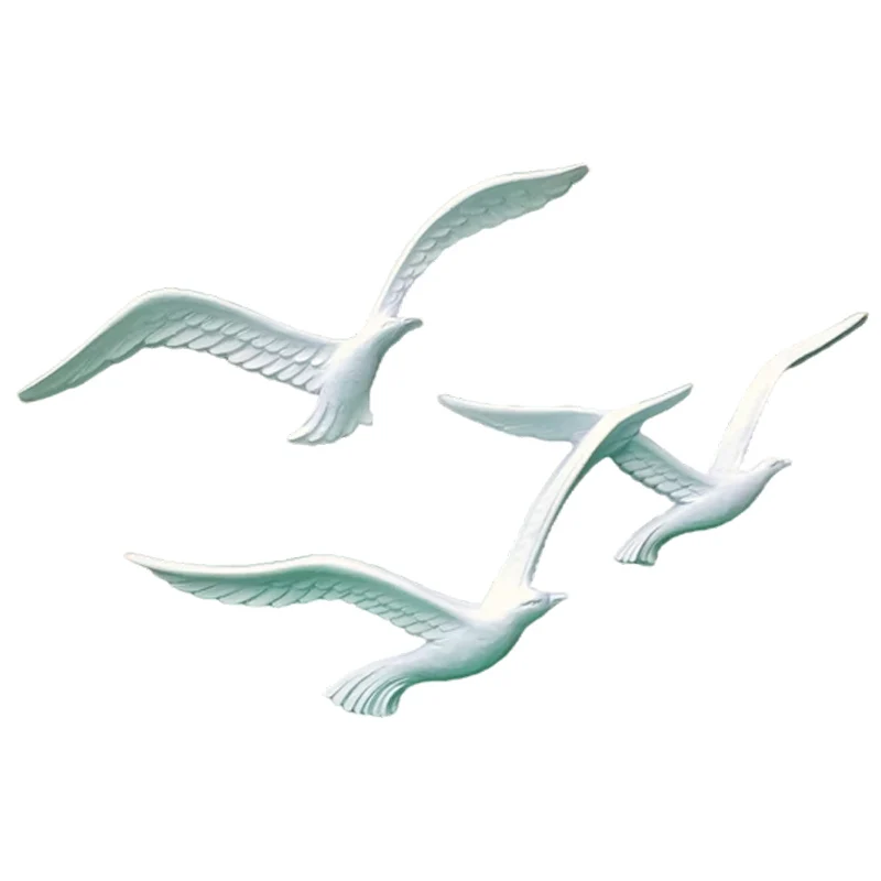 Custom home coastal beach wall decor aesthetic nautical art cute 3D animated seabirds resin flying seagull figurine