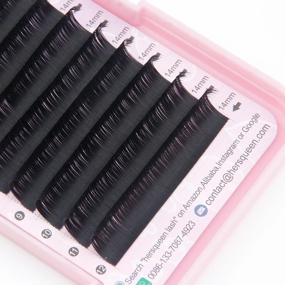 Ellipse Flat Eyelash Extensions Faux Mink Silk Soft Semi Permanet Split Tips Flat Eyelashes Premium Natural Fluffy Flat Eyelash