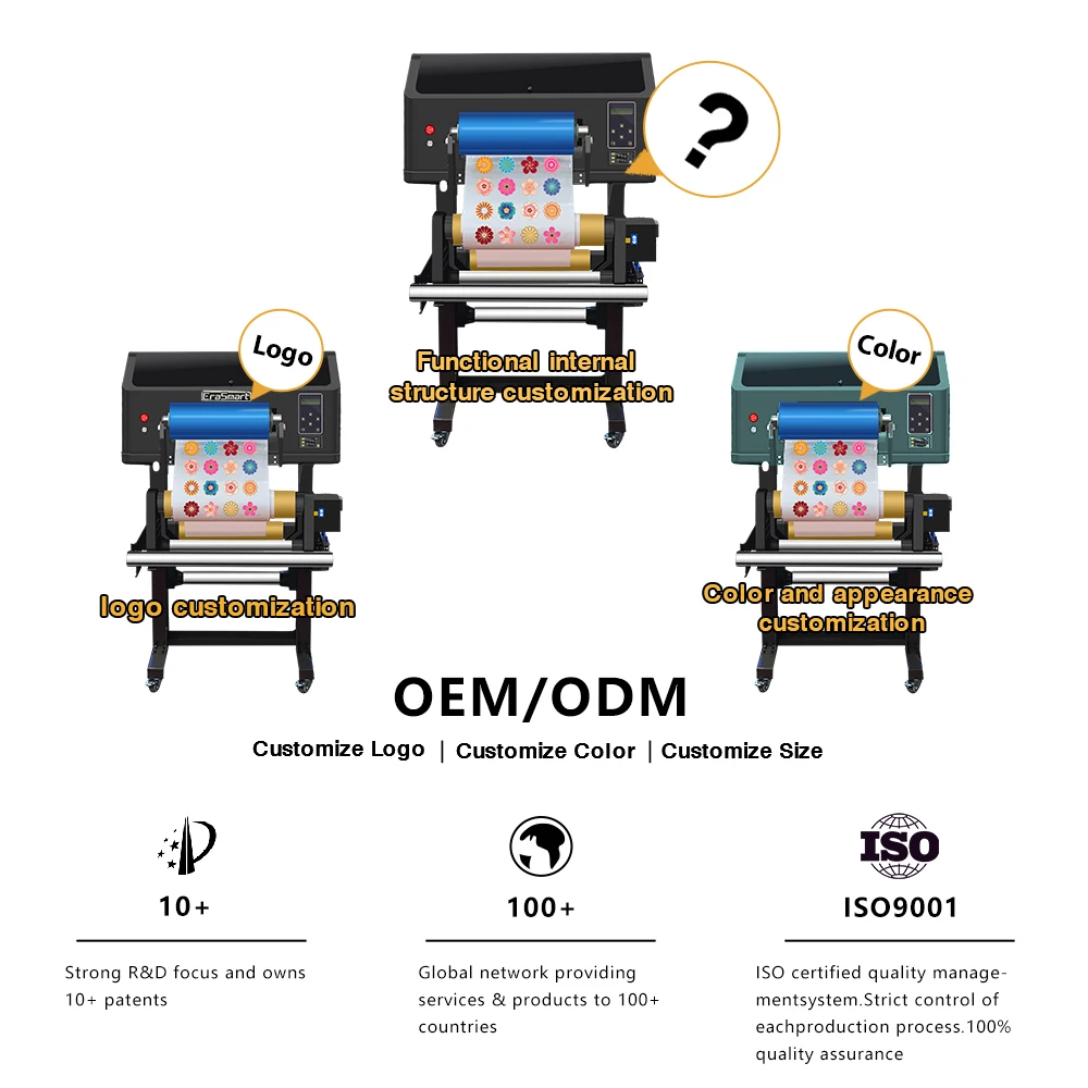 Erasmrt Pink UV DTF Printer with Laminator All-in-One A3 UV DTF Desktop Sticker Printer Prowith Dual XP600 Heads Roll-to-Roll