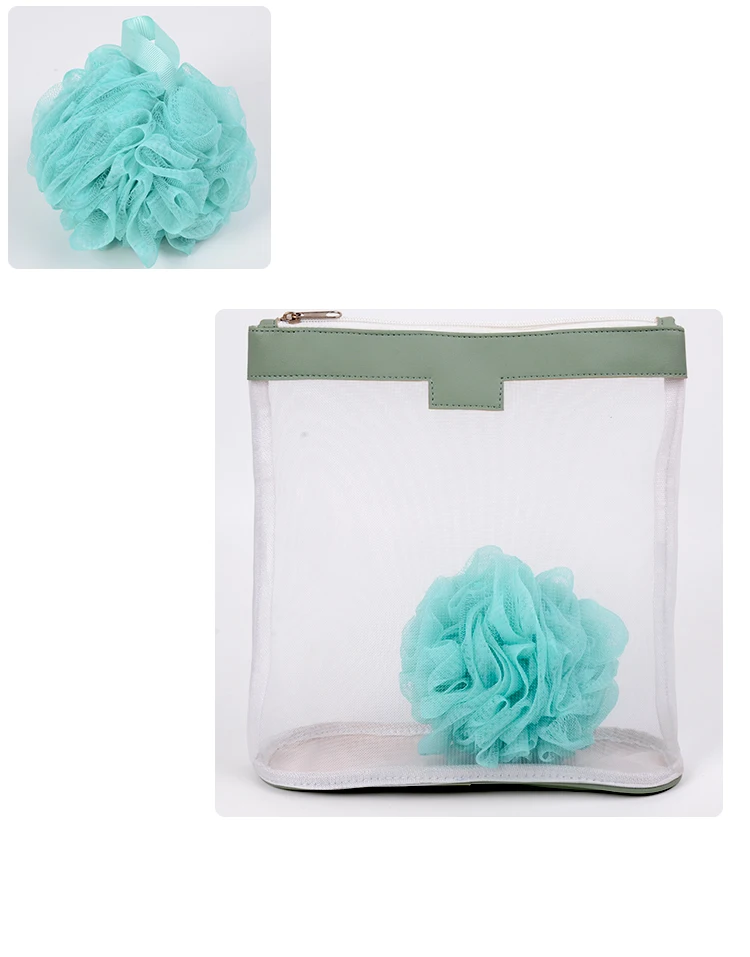 5 pcs eco-friendly loofah bath ball & bath towel & body scrub in one set mesh bag nylon bag