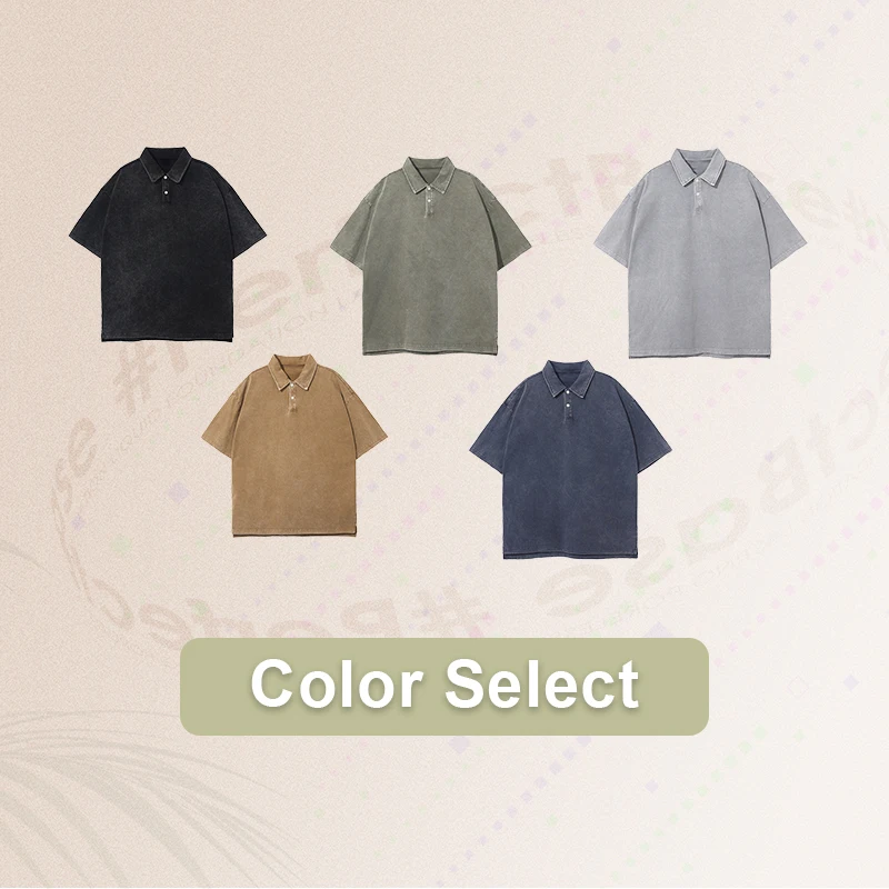 Custom Polo T-Shirt Embroidered washed Cotton polo shirt knitted oversized tshirt