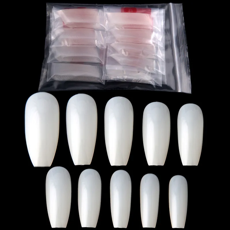 Wholesale 500pcs French Artificial Square Nail Tips Full Cover Coffin Shape with Nail Box Packaging for Mannicure and Nail Art
