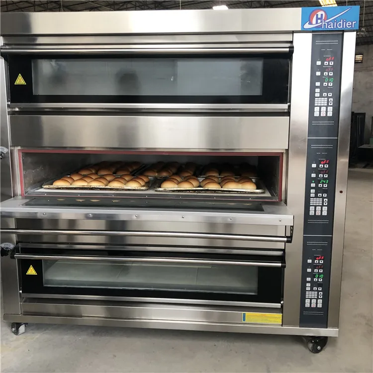 Bakery Equipment Haidier 3 Floor 15 Tray Electric Deck Oven Industry Bread Oven