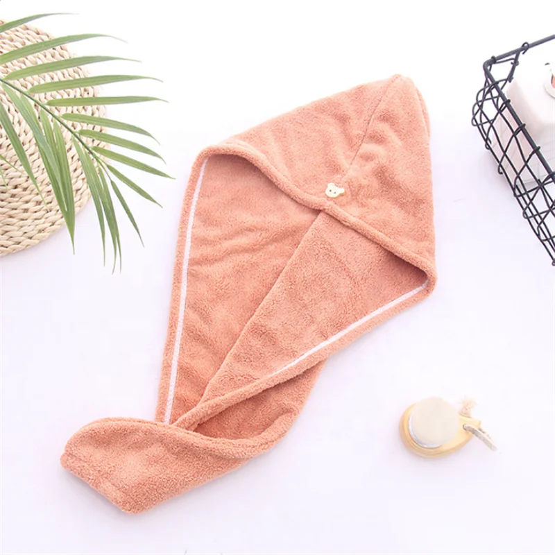 Wholesale Custom high quality coral fleece/coral velvet microfiber Hair Turban Shower Spa Head Wrap Hair Drying Hat Turban