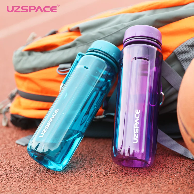 Умная бутылка для воды UZSPACE с широким горлышком для льда, сито для фруктов для инфузии, герметичная, без бфа, пластиковые бутылки для напитков