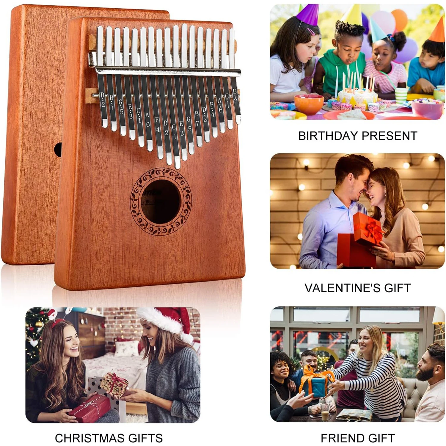 Gift for Kids Adult Beginners Kalimba 17 Keys Thumb Piano Portable Mbira Sanza African Wood Finger Piano