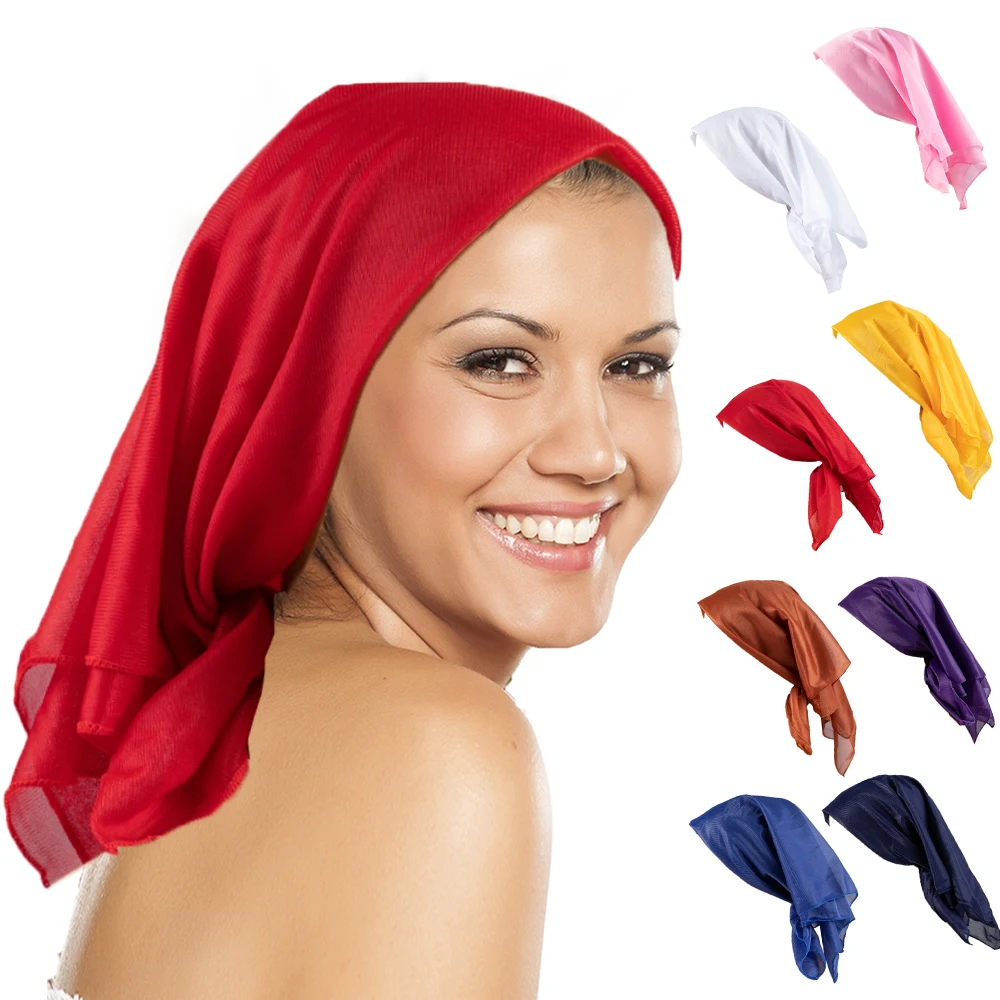 Satin Bandana Square Scarf For Women Polyester Headband Satin Bandana