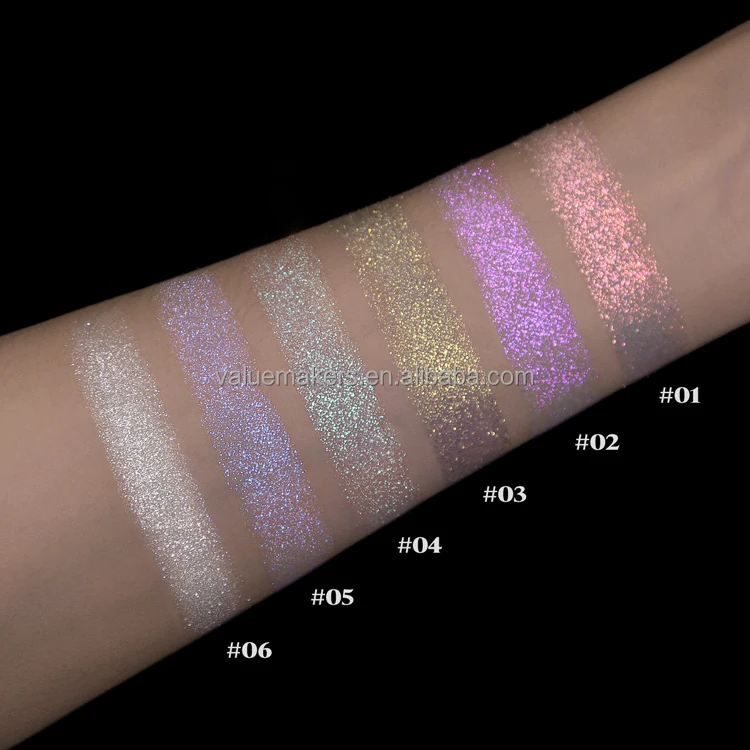 private label cruelty free face highlighter Chameleon Holographic shimmer press powder highlighter high pigmented  face make up