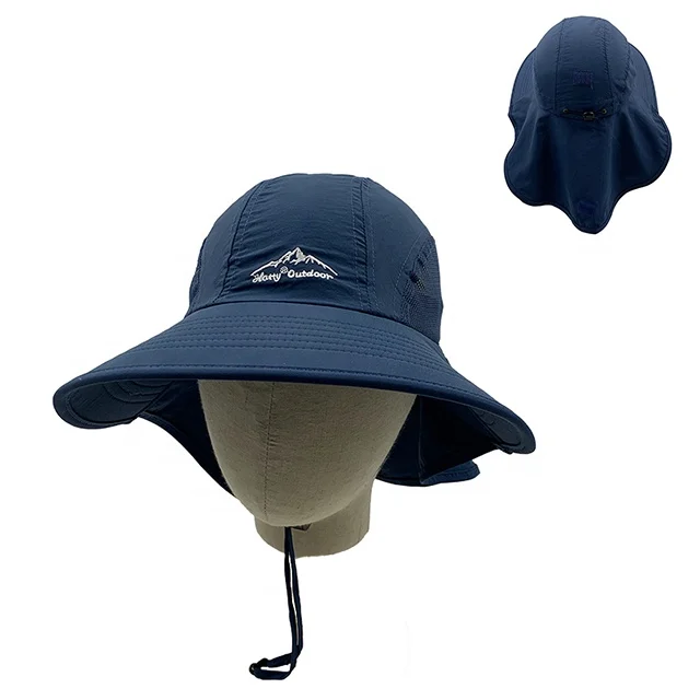 Hot Sales Fast Drying Polyester Outdoor Anti-UV Pure Color Fisherman Hat Bonnie Hat with Wider Brim