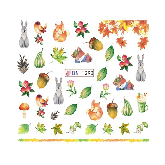 Thanks Giving Nail Art Stickers 2020 Water Decals Transfer BN Series Manicure Japan Accessories Autumn Fall Hot